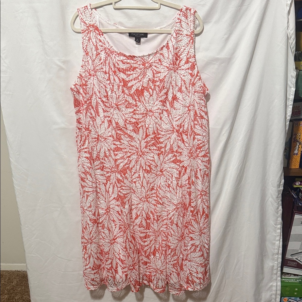 Perceptions Rand White Floral Midi Dress lace overlay